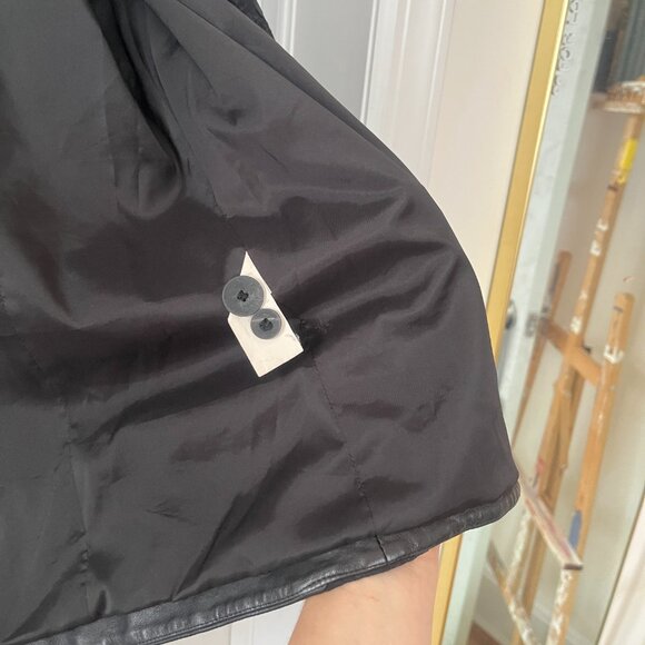 Helmut Lang Lamb Leather Combo Assymetrical Blazer Pattern Crop Black Jacket 2 - Picture 7 of 9